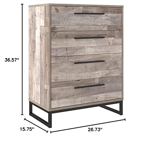 Signature Design by Ashley Neilsville Industrial 4 Drawer Chest of Drawers, Whitewash - Image 2