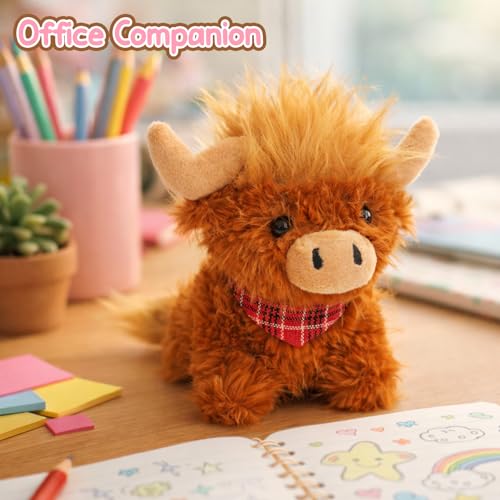 Mushymallow Sitting Highland Cow Stuffed Animal Soft Highland Cow Plush Toy Cute Birthday Gifts for Boys Girls Kids Toddlers — view 3