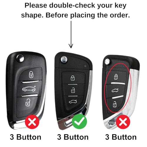 Image of KEYCEPT Metal Alloy Key Cover Compatible with Universal Models with xhorse df 3 Button Remote flip Key (Cover).