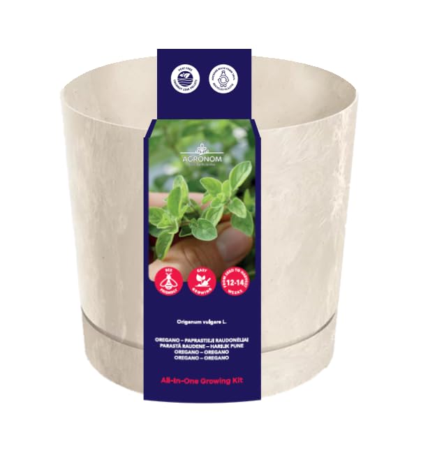 AGRONOM | Kit Jardinería - hierba orégano | Set de cultivo de hierbas con maceta, tierra de coco y paquetes de semillas | Huerto Urbano & Terraza | Kit Jardinería | Regalos Originales