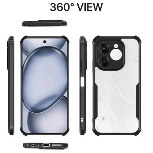 Image of Pikkme Crystal Clear Transparent Back Cover | Ultra Hyrbid | Full Camera Protection | Raised Edge | Bumper Case for itel A80 (Black)