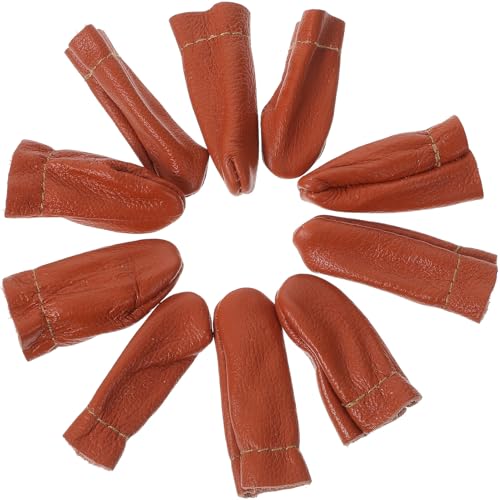 Cabilock Protectores de Dedos para Fieltro y Costura Dedales de PU Resistentes 10 Unidades 5 para Pulgar 5 para Índice Color Aleatorio Ligeros y Compactos para Color