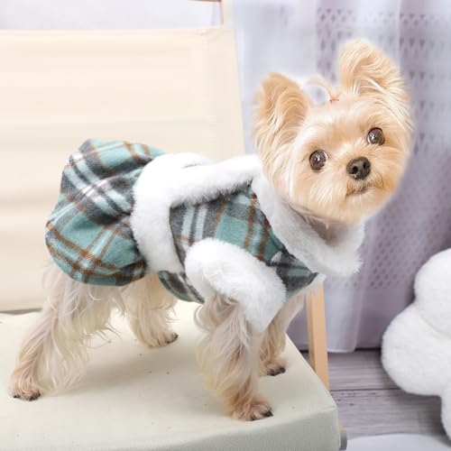 Image of Dog Christmas Sweater Dog Winter Clothes for Small Dogs Boy Girl Fall Puppy Dress Warm Fleece Chihuahua Yorkie Teacup Doggie Sweaters Dresses Doggy Sweater for Small Dogs Girl Cat Outfits, Green, XS