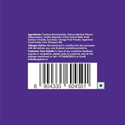 Image of Yogabar Creatine Monohydrate - Pure, Micronized & Power-Packed for Strength & Performance | Refreshing Watermelon Flavor | 3g per Scoop | 114g
