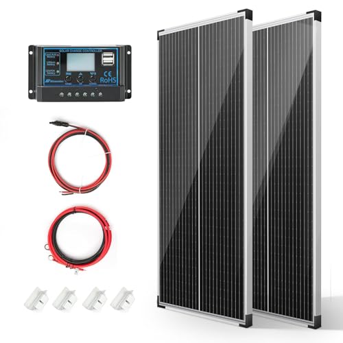 Nicesolar 200W Solaranlage Wohnmobil Komplettset 100W Solarpanel 12V mit Laderegler für netzunabhängige 12/24 Volt Energieladung für Wohnmobil, Boot, Wohnwagen, Haushalt