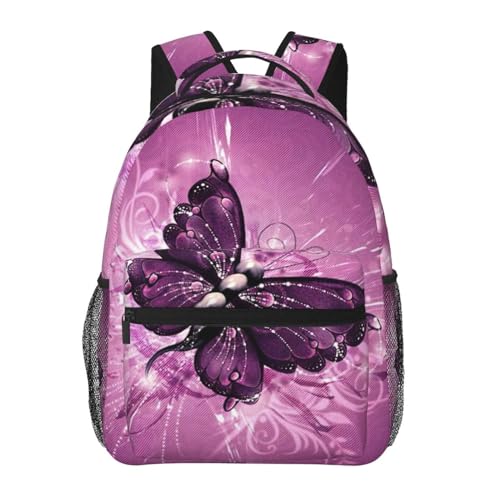 Sac à dos léger OdDdot Butterfly1 en toile noire imprimée protégeant votre ordinateur portable