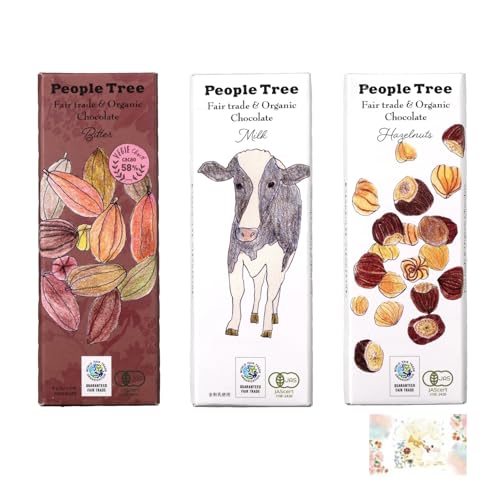 People Tree (ピープルツリー) フェアトレード&オーガニック板チョコレート ※フェアリーチェメッセージカード付き (板チョコ・人気3種)