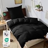 BEDELITE Bettwäsche 135x200 Baumwolle 2teilig - Bettwäsche-Sets Schwarz mit Reißverschluss, Bettbezug 135x200cm mit Kissenbezug 80x80 cm, Oeko-TEX Bedding weiche und kuschelige Bettwaren