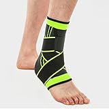 FDGDFG Sprunggelenkbandage Fußbandage Ultra Dünn Knochelbandage Bänderriss Flexible Fußgelenkbandage Knöchelstütze Links Rechts Für Plantarfasziitis Fersensporn Sport Fussball Joggen,Grün,M