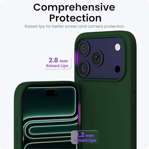 Image of Back Cover Compatible with iPhone 17 Pro Max Case Liquid Silicone Full Protection Shock Proof Back Cover for iPhone 17 Pro Max (Dark Green)