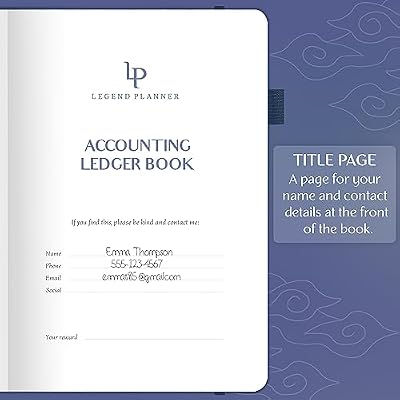 Legend Accounting Ledger Book Hardcover Bookkeeping Log for Small Business & Personal Use Columnar Book Money Expense Journal Large Format 7x10 (Dark Blue, Smaller Than A4 (7x10''))