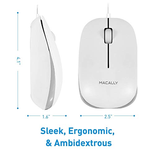 Macally Wired Mac Keyboard and a Wired Computer Mouse, ICY White Duo Your Office Needs