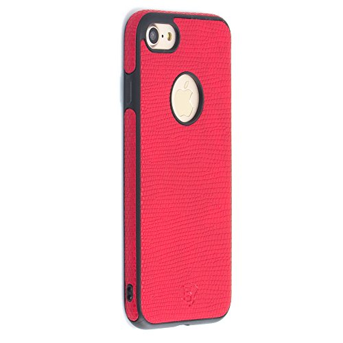 iPhone 7 Tpu Case Bumper Luxury Slim Leather grain with Full Body Protective Cover and Anti-Scratch and Non-Slip Design for Apple iPhone 7 (2017) (Red)