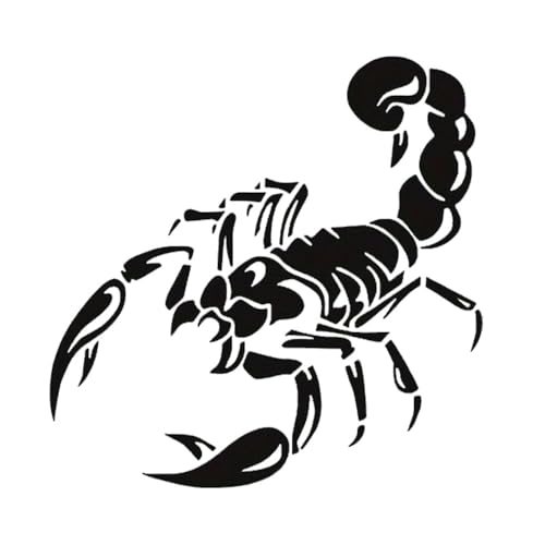 Lot de 2 autocollants vinyle Scorpion – 14 x 14 cm Autocollants pour moto, voiture, casque – Emblème tribal tendance et résistant à l'eau | #AZ13 (Noir)