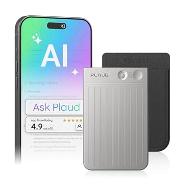 Gravador de voz com IA, gravador de áudio PLAUD NOTE c/capa, controle de aplicativo, transcrição e resumo com tecnologia de IA, suporte a 112 idiomas, 64GB, para aulas, reuniões, chamadas