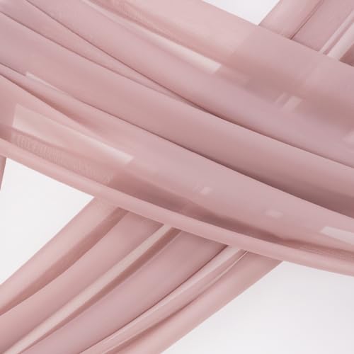 Image of Socomi Wedding Arch Draping Fabric 1 Panel 29 inch x 19Ft Dusty Rose Sheer Chiffon Curtain Drapes 6 Yards for Wedding Ceremony Birthday Party Decoration