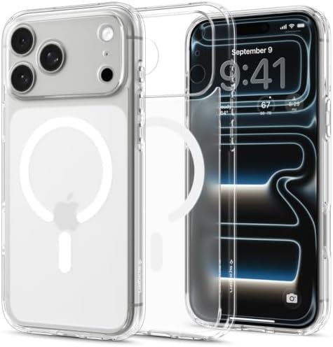 Spigen iPhone 18 Pro / 17 Pro Hülle Ultra Hybrid MagFit -Frost White | Kompatibel mit MagSafe, DuraClear Tech, Anti-Yellowing, Air Cushion Tech, Militär-Grade Schutz, Spigen Signat