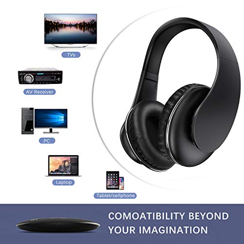 Jelly Comb Cuffie TV wireless Ottico auricolare stereo ricaricabile con trasmettitore per TV/televisione/PC/radio/telefono, 100 piedi, connessione ottica, 3,5 mm AUX, uscita audio RCA