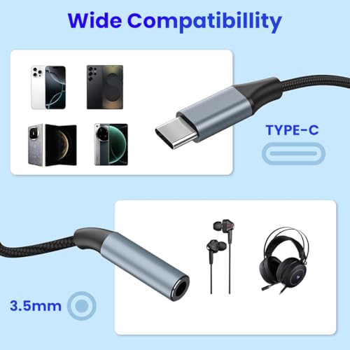 Image of Verilux 2 Pack Type C to 3.5 mm Audio Jack Connector, 3.5 mm Jack to Type C Aux Audio Dongle Cable for iPhone 17 Pro Max /17 Pro, 16 /15 Series, Galaxy S23 /S22 /S21, Pixel, iPad Pro, MacBook