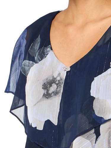 Image of S.L. Fashions Women's Short Sleeve Floral Tiered Chiffon Cocktail Spring /Summer Dress, Wedding Guest Dress