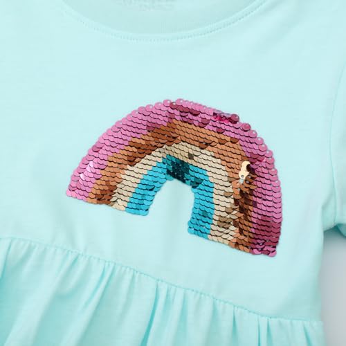 Image of Girls Cotton Long Sleeve Casual Cartoon Appliques Striped Jersey Dresses