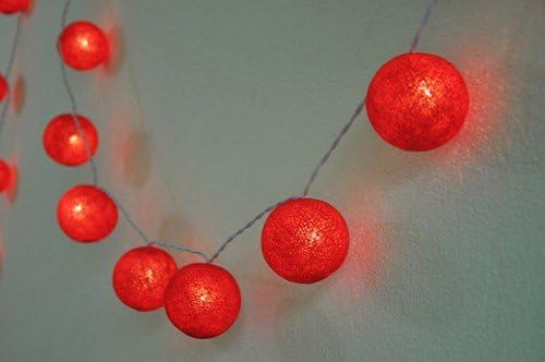 Red Battery Powered Cotton Ball Fairy Light String Amazon Co Uk Lighting