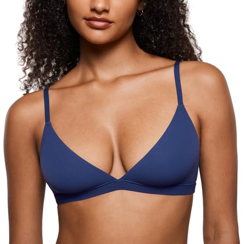 Image of INLYRIC Women's Inbarely Triangle Bralette Plunge Unlined Seamless Bra No Underwire Sexy Comfortable Everyday