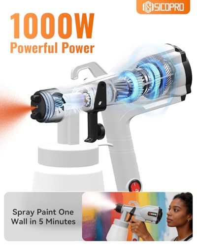 Image of Paint Sprayer, HVLP Paint Sprayer for House Painting, Lawn and Garden, Ultra-Light Electric Sprayer Gun for Interior Walls, Door, Garden Chairs, Fence