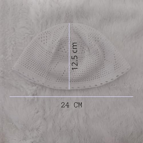 Generic Breathable 100% Handmade Cotton Kufi Cap for Kids, Elegant Design, Easy Care White, 2T3