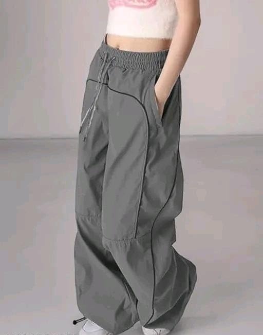 Image of Women Loose Fit Korean Style Gym Joggers Cotton Linen Self Design Casual Workout Track Pants