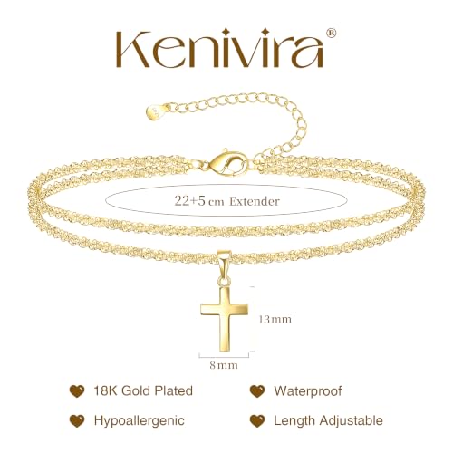 Image of Kenivira Sterling Silver Ankle Bracelets for Women,Gold Dainty Layered Waterproof Anklet for Women, Anklet Set Stackable Beach Gift Adjustable Size
