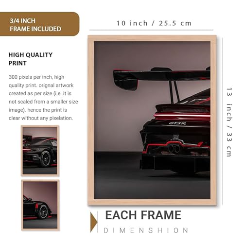 Image of TASVEE Car wall posters | set of 3 wall frames | posters for wall | Wall Decoration for Bedroom, Living Room & Office | Best Gift for Boys & Car Lovers (A2, MEDIUM 10X13, Framed)