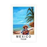 ACFTAIN México Tulum - Póster de viaje vintage para pared, póster e impresiones estéticas para habitación, dormitorio, oficina, 40 x 60 cm