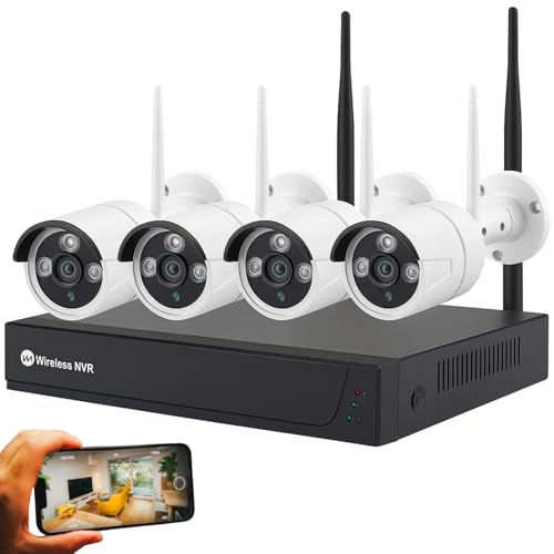 DE ROSA SHOP Kit Videosorveglianza Wireless, HD 4 Telecamere WiFi,