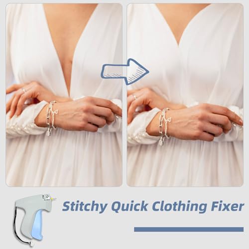 2102 Pieces Fine Stitch Gun Quick Clothing Fixer, Mini Stitch Tagging Gun for Clothing, Quick Stitch Gun Kit with 2 Finest Needles and 2100 Micro Fasteners