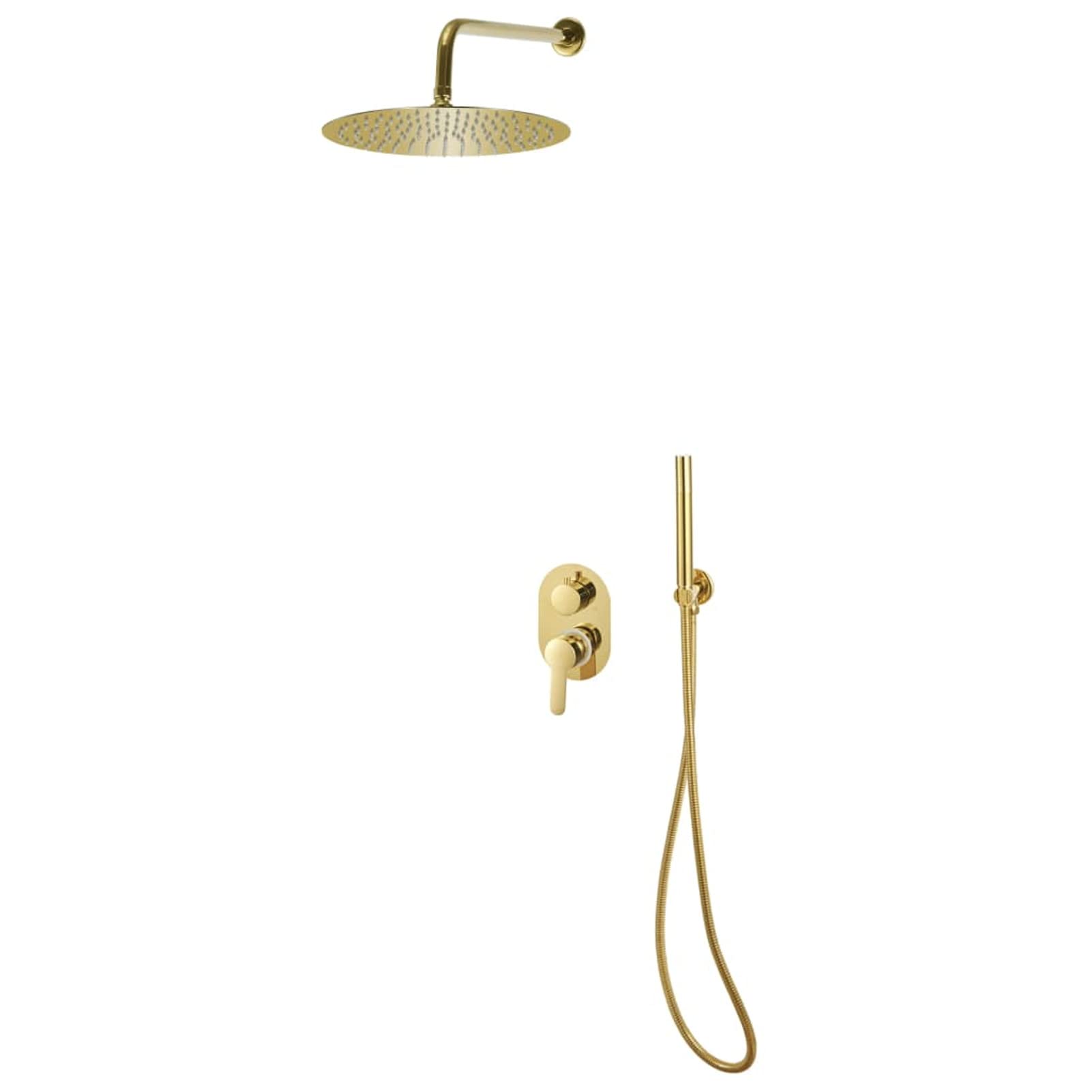 Douche à main fixation murale et colonne de douche en acier inoxydable doré multifonction