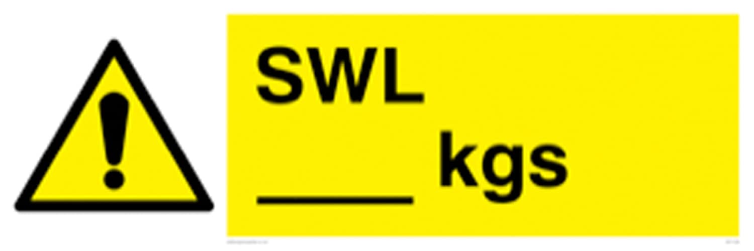 Safe Working Loads (Kgs) Sign, Yellow
