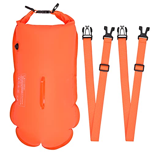 JOGFFDE Swim Saft Dry Bag für Wasserschwimmer und Triathleten, Sichtbarer Schwimmer für sicheres Training, wasserdichte Tasche, Doppelriemen, Orange, 35 l Cover