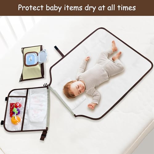 Portable Diaper Changing Pad, Portable Diaper Changing Pad for Baby, Detachable Travel Changing Pad for Newborn Girl & Boy, Baby Changing Pad with Wipes Pocket, Gifts for Baby Shower