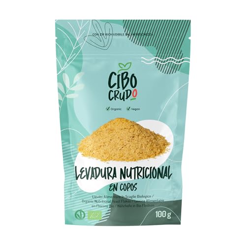 Levadura Nutricional Ecologica en Copos - 100g. Naturalmente Sin Gluten Lactosa y Gasificantes. Alternativa a la Levadura de Cerveza. Organic Nutritional Yeast Flakes.