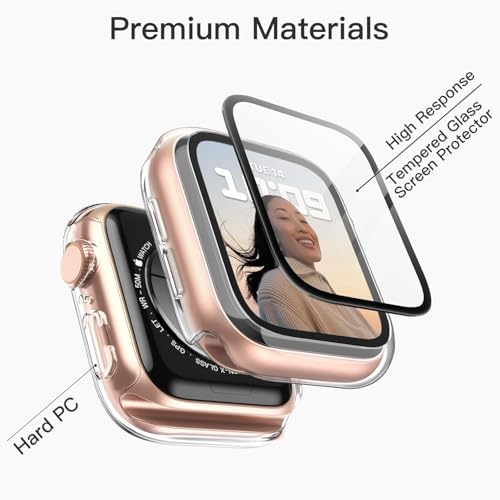 Image of Case with Screen Protector for Apple Watch SE 3 /2 /1 (2025 /2022 /2020) / Series 6 5 4 40mm, Overall Protective Cover, Built-in Tempered Glass Film High Sensitivity, 3 Pack (Clear)