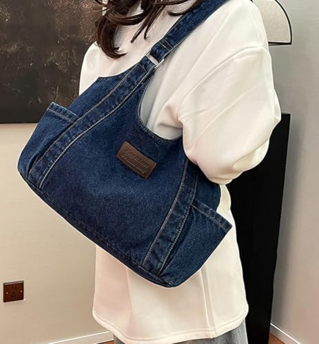 Denim Tote Bag Large Capacity Jean Purses for Women Handbags Soft Shoulder Ladies Purses 20254