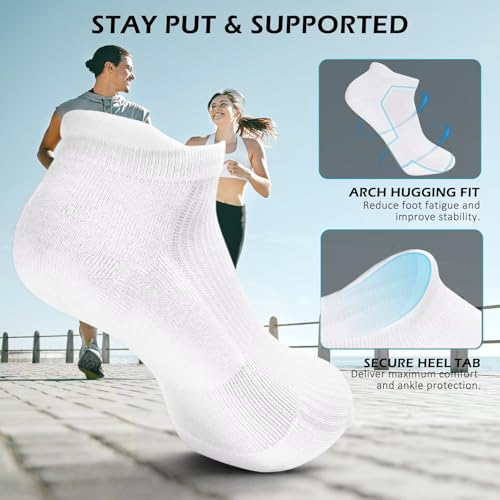 Ankle Athletic Socks for Men, Cushioned Cotton No Show Socks for Women, Moisture Wicking Odor Free for Running3