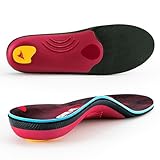 VALSOLE ユニセックス ノーマルアーチ インソール 疲れない 衝撃吸収 立ち仕事 スポーツ ブーツ 日常生活 中敷き(レッド,24-24.5CM)