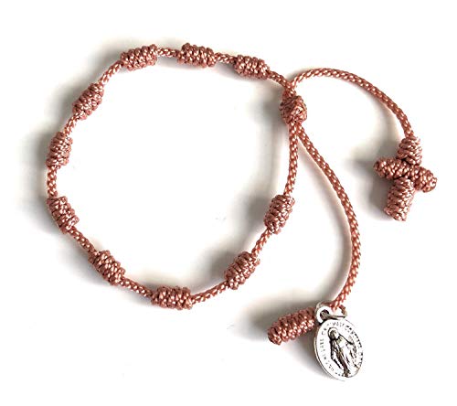SIFRIMANIA Handmade Small Rosary Adjustable Gift Bracelets Set of 5 for Guests (Old Pink)