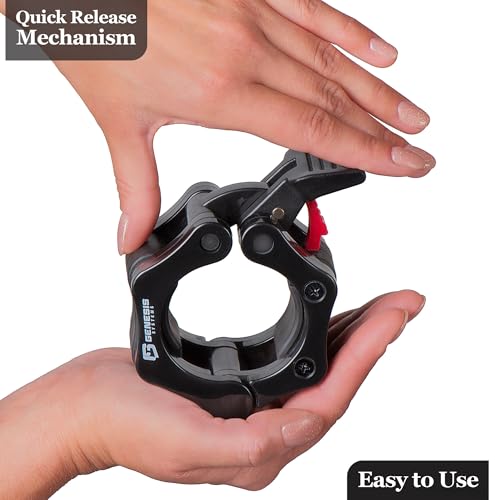 GENESIS SYSTEMS Olympic Barbell Clips 2 Inch Barbell Clamps Bar Collars Weight Quick Release - for Weightlifting - Image 4