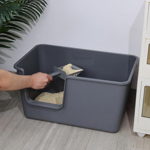 Arenero plástico alto grande para gatos, 2 unidades miniatura 4