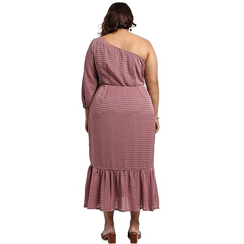 Image of Instafab Plus Women's Dress for Casual Wear | Short Sleeve | Plus-Size Fit | Polyester Fabric | V-Neck Dress Crafted with Comfort Fit for Everyday Wear