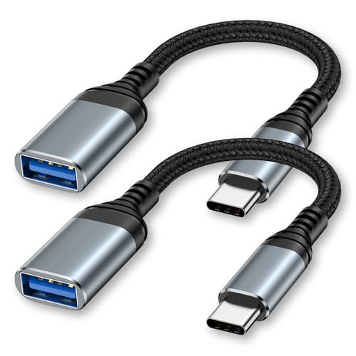 USB C to USB 3.0 Adapter, OTG Adapter for Android iPhone 16e/16/16 Pro/16 Pro Max/16 Plus/15/15 Pro/15 Pro Max/15 Plus, Type C Male to USB Female OTG Cable for Samsung Galaxy S25, MacBook Pro, Camera