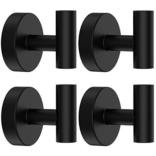 Towel Hooks, 4 Pack Towel Hooks Bathroom,Heavy-Duty Bathroom Towel Hook for Wall, Bathroom Hooks for Towels, Wall Hooks for Hanging,Modern Towel Hook for Bathroom,Kitchen,Hotel, Black Hooks